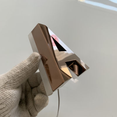 Oxidação de aço das letras de Rose Gold Mirror Backlit Stainless sinal retroiluminado do metal da anti