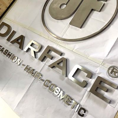 Escova de prata dianteira 3D Metal Letras Empresa Logo Sign Electroplated da loja