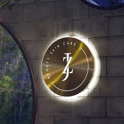 O círculo de aço inoxidável do metal conduziu a caixa que leve o logotipo feito sob encomenda 3d iluminou