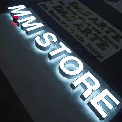 As letras retroiluminadas do metal armazenam a decoração dianteira da loja da espessura do sinal 10cm