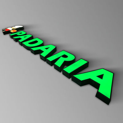 IP65 gravou o logotipo iluminado da letra do metal da loja sinal dianteiro acrílico