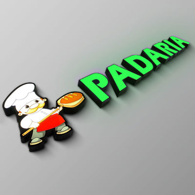 IP65 gravou o logotipo iluminado da letra do metal da loja sinal dianteiro acrílico