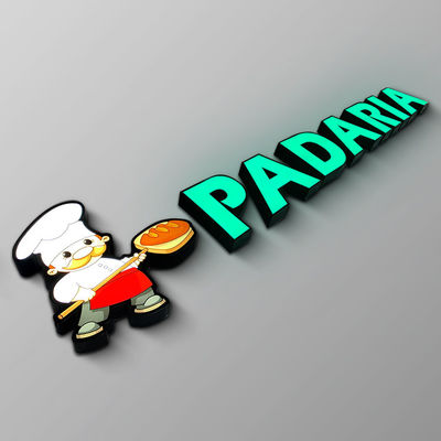 IP65 gravou o logotipo iluminado da letra do metal da loja sinal dianteiro acrílico