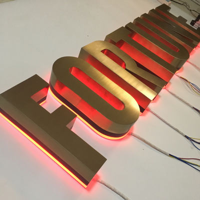 De aço inoxidável de construção do sinal da letra de canal do RGB iluminado