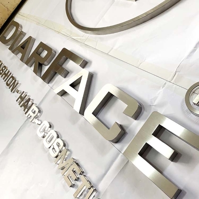 Storefront Silver Brush 3D Metal Letters Company Logo Sign Electroplated